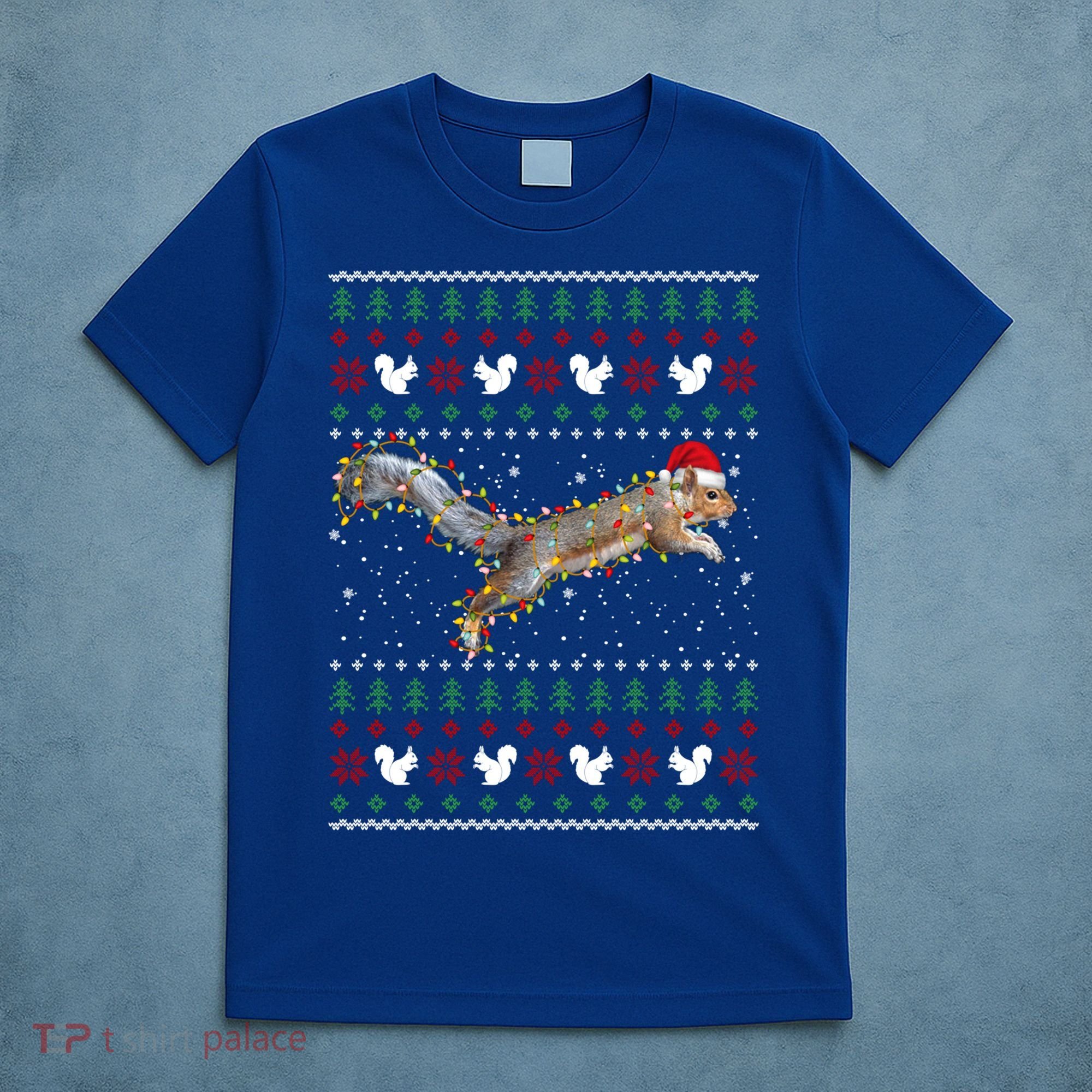 Cute Squirrel Santa's Hat Ugly Christmas Sweater Tee Xmas Gift T-Shirt