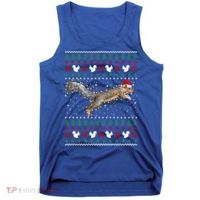 Cute Squirrel Santa's Hat Ugly Christmas Sweater Tee Xmas Gift Tank Top