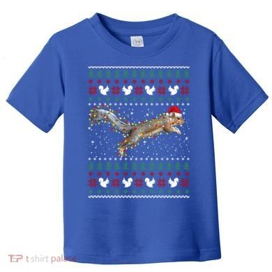 Cute Squirrel Santa's Hat Ugly Christmas Sweater Tee Xmas Gift Toddler T-Shirt