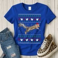 Cute Squirrel Santa's Hat Ugly Christmas Sweater Tee Xmas Gift Women's T-Shirt thumb 3