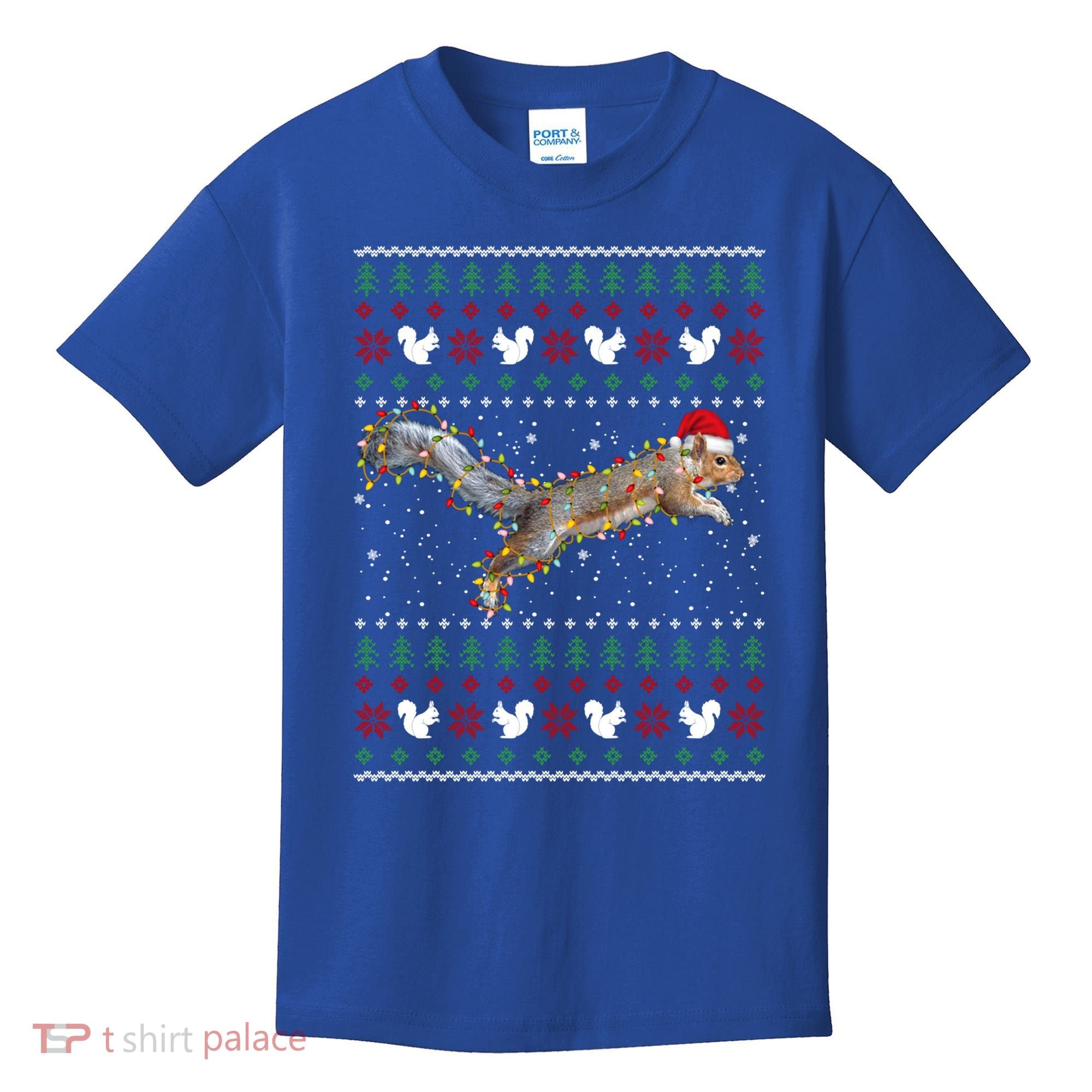 Cute Squirrel Santa's Hat Ugly Christmas Sweater Tee Xmas Gift Kids T-Shirt