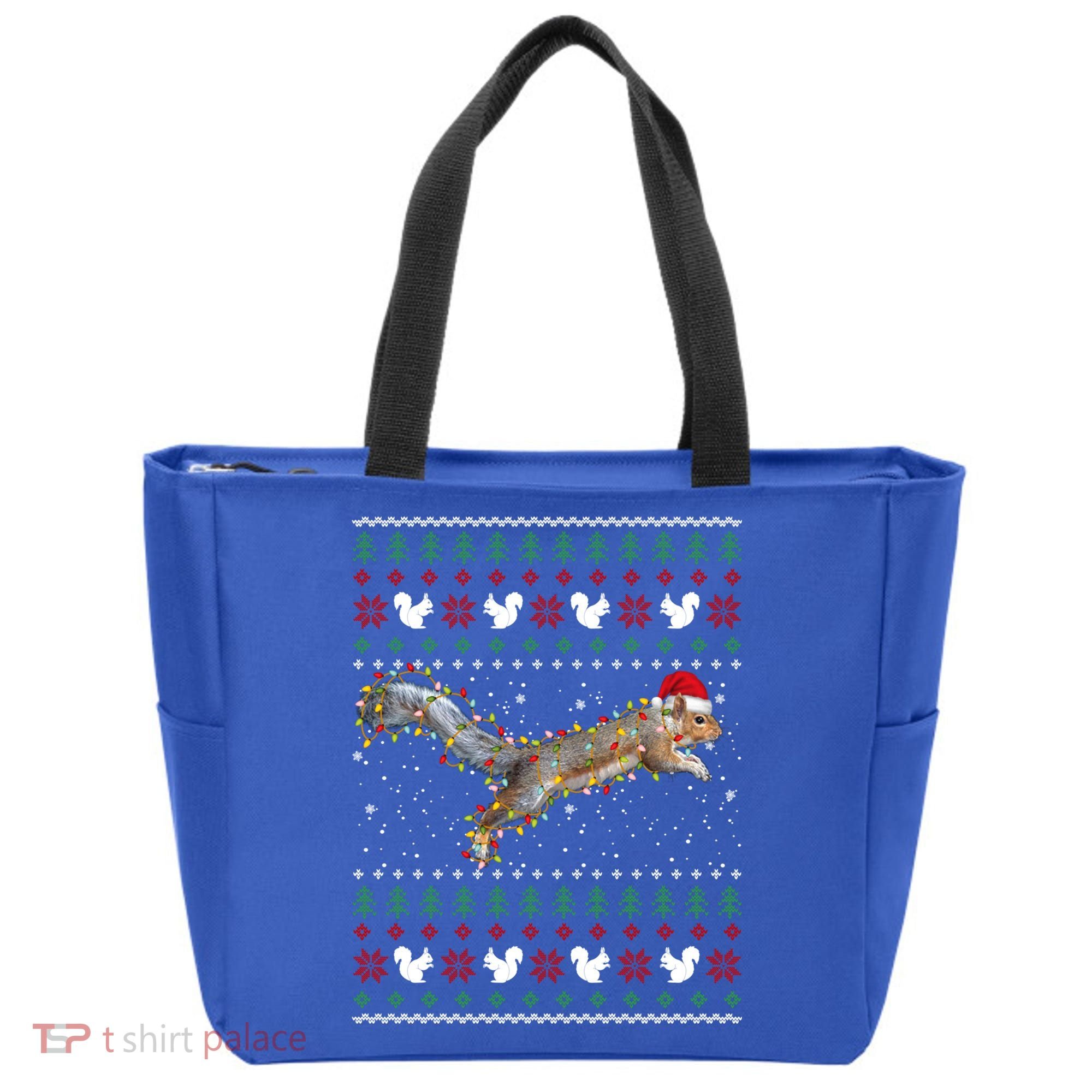 Cute Squirrel Santa's Hat Ugly Christmas Sweater Tee Xmas Gift Tote Bag