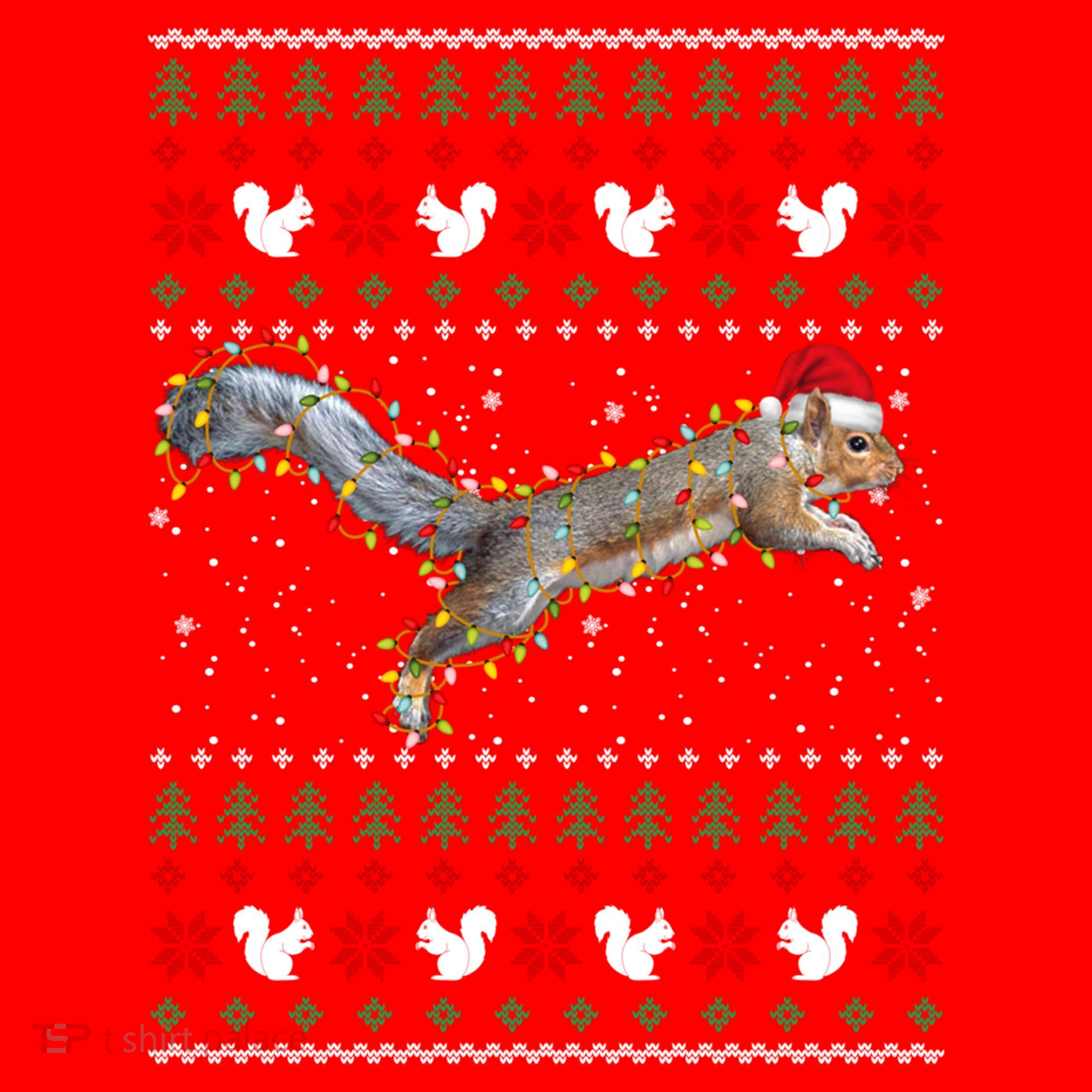 Cute Squirrel Santa's Hat Ugly Christmas Sweater Tee Xmas Gift Santa Hat