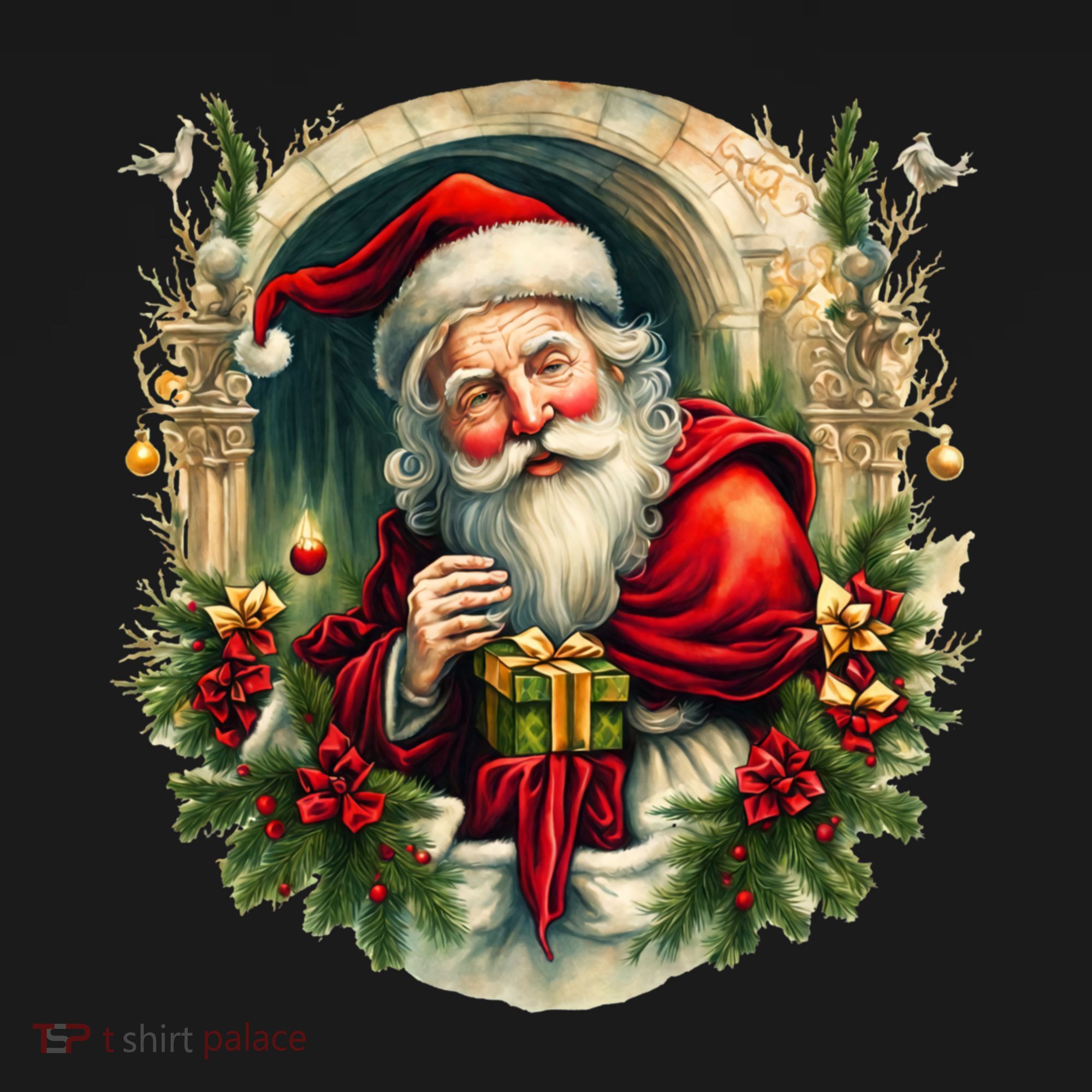 Christmas Spirit Santa Illustration Apron