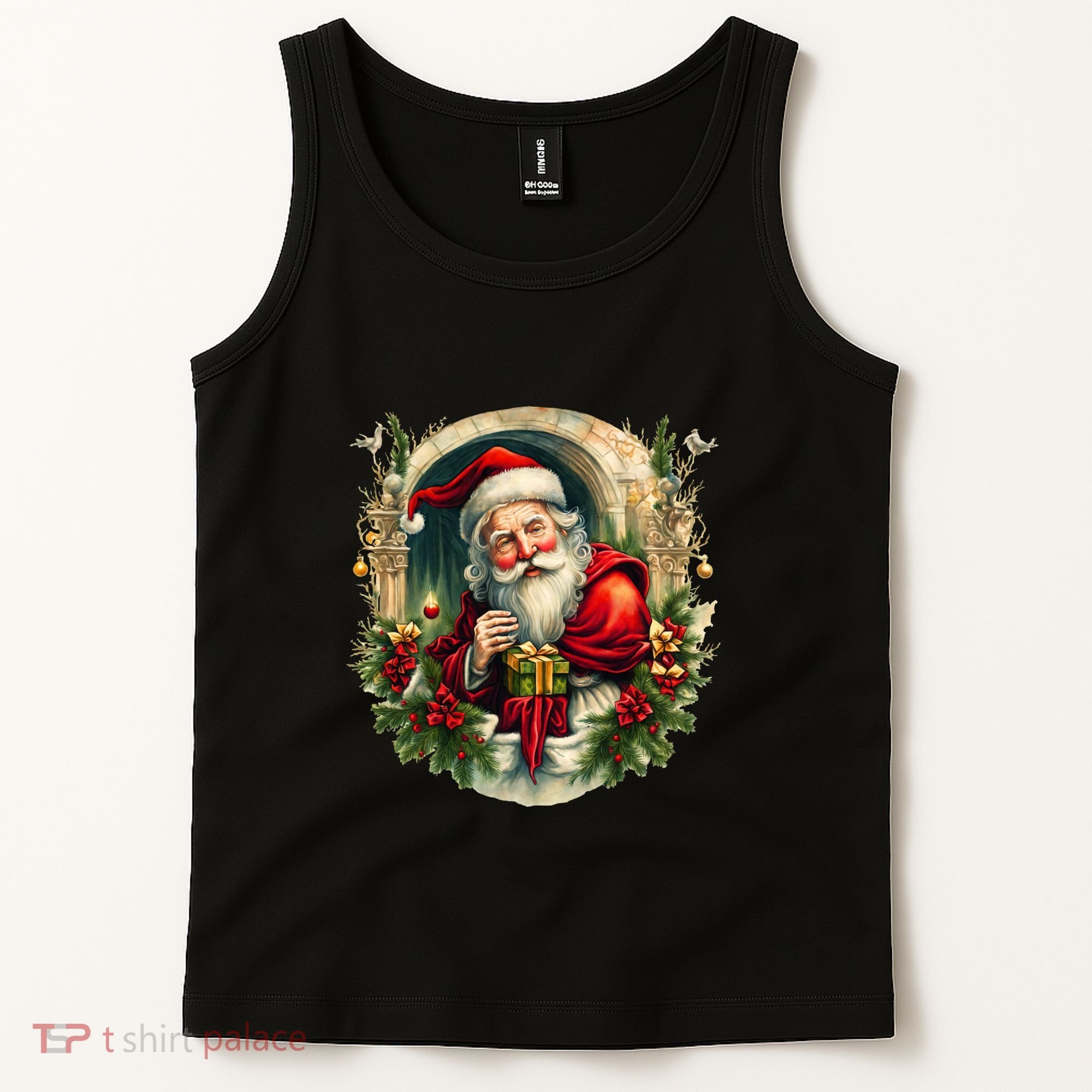 Christmas Spirit Santa Illustration Tank Top