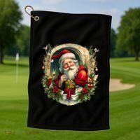 Christmas Spirit Santa Illustration Golf Towel thumb 1