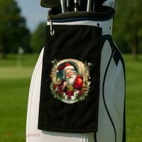 Christmas Spirit Santa Illustration Golf Towel thumb 2