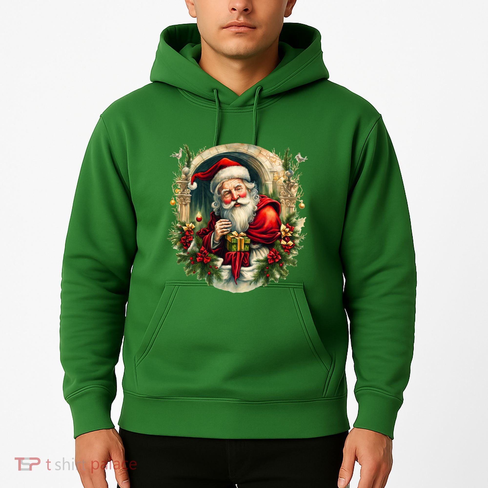Christmas Spirit Santa Illustration Hoodie