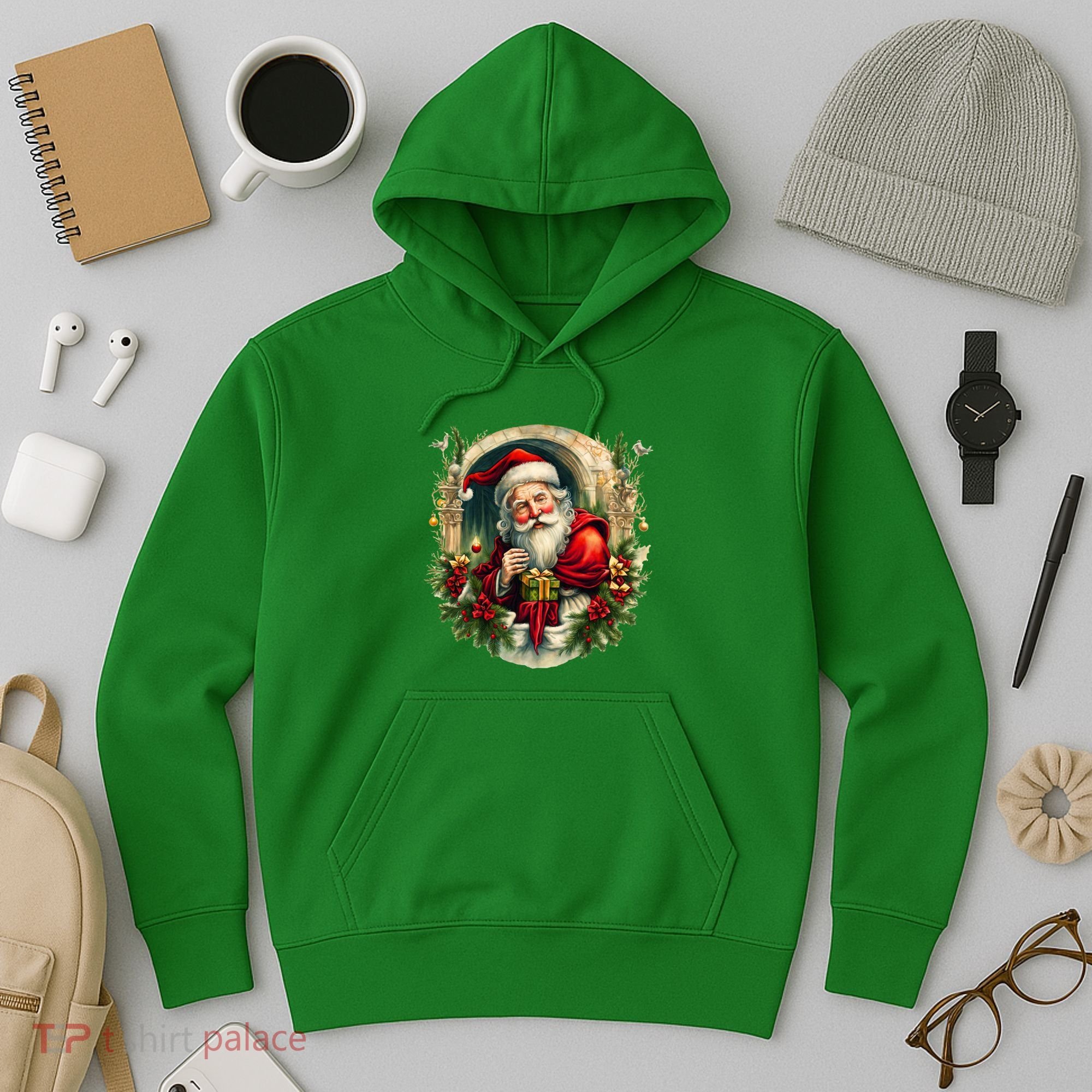 Christmas Spirit Santa Illustration Hoodie