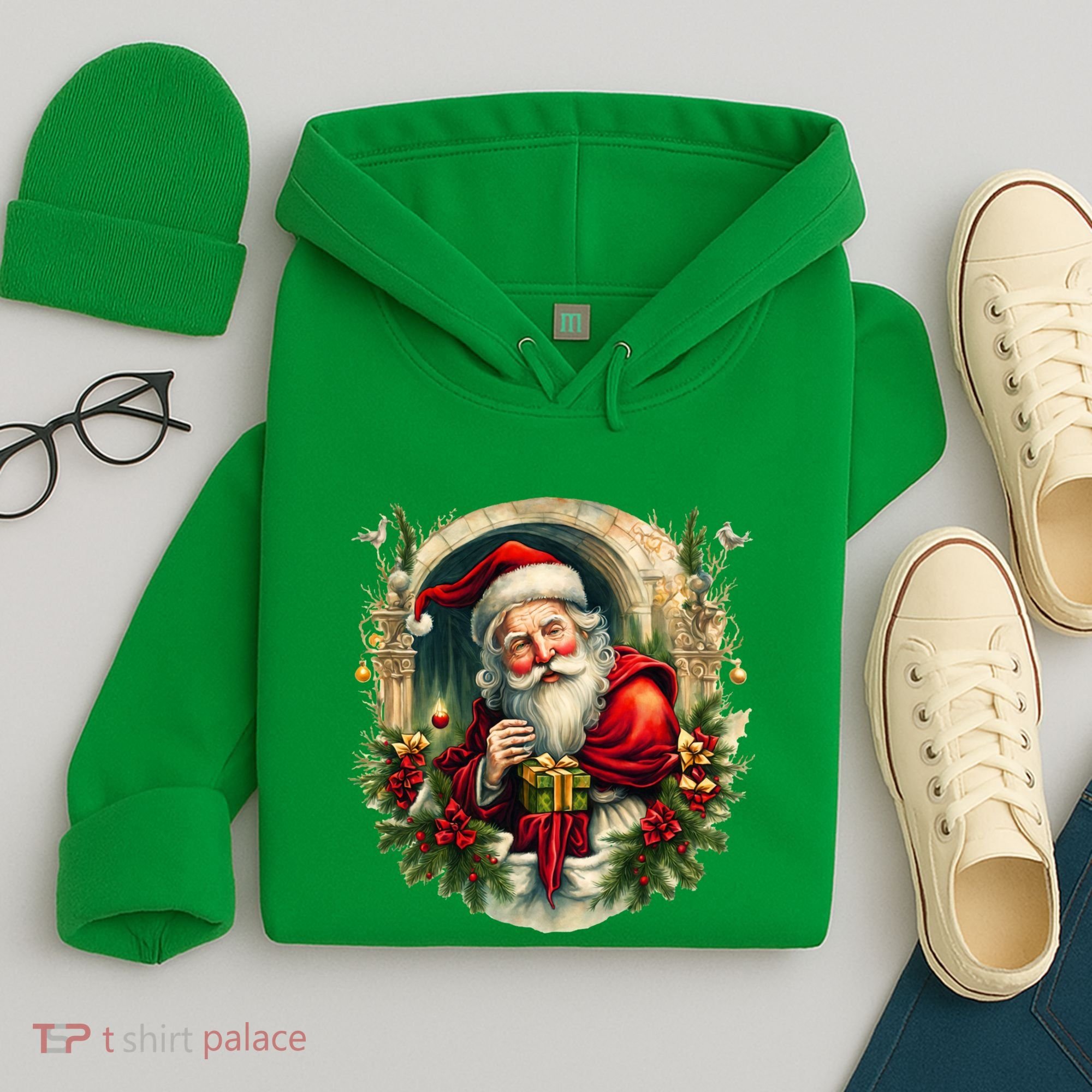 Christmas Spirit Santa Illustration Hoodie