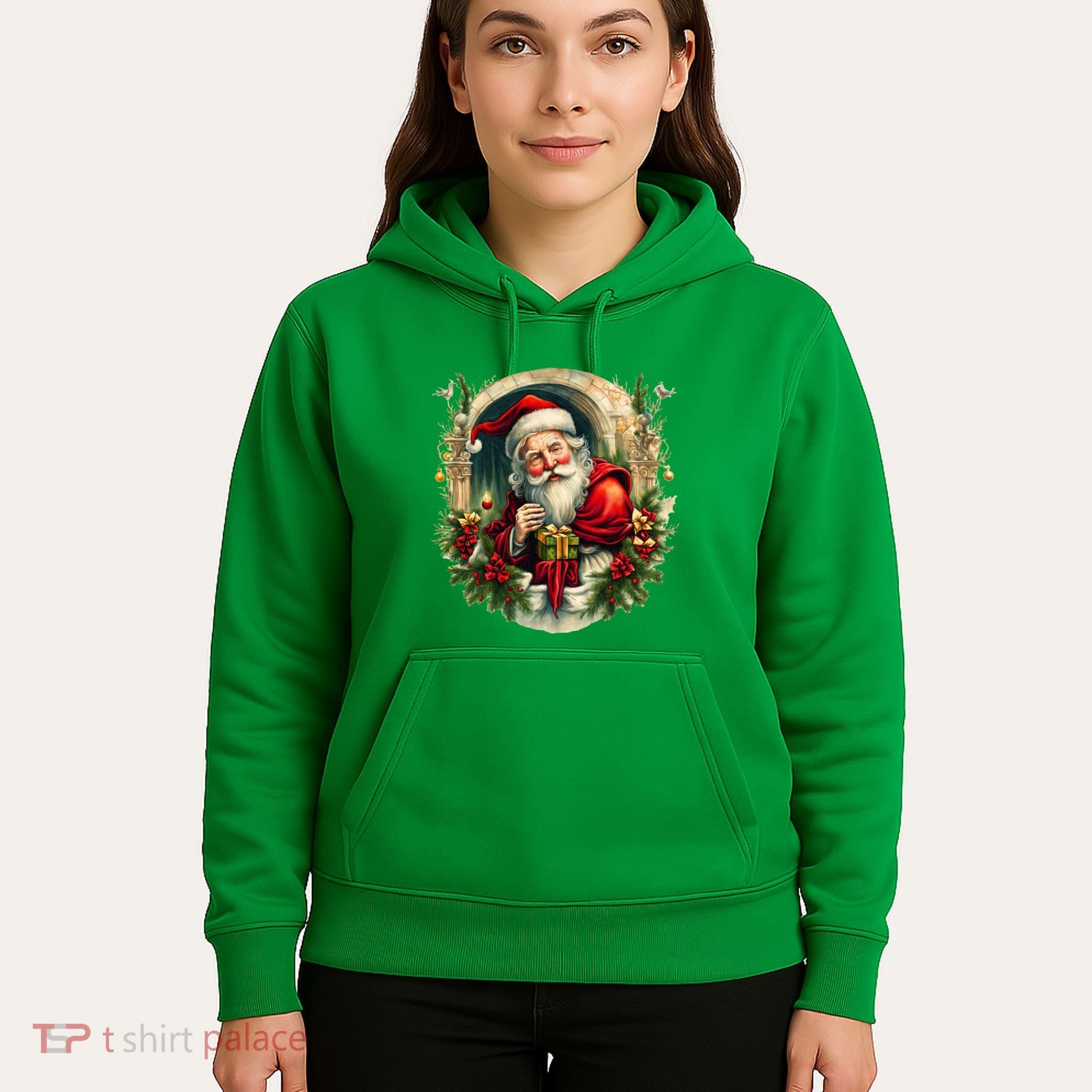 Christmas Spirit Santa Illustration Hoodie