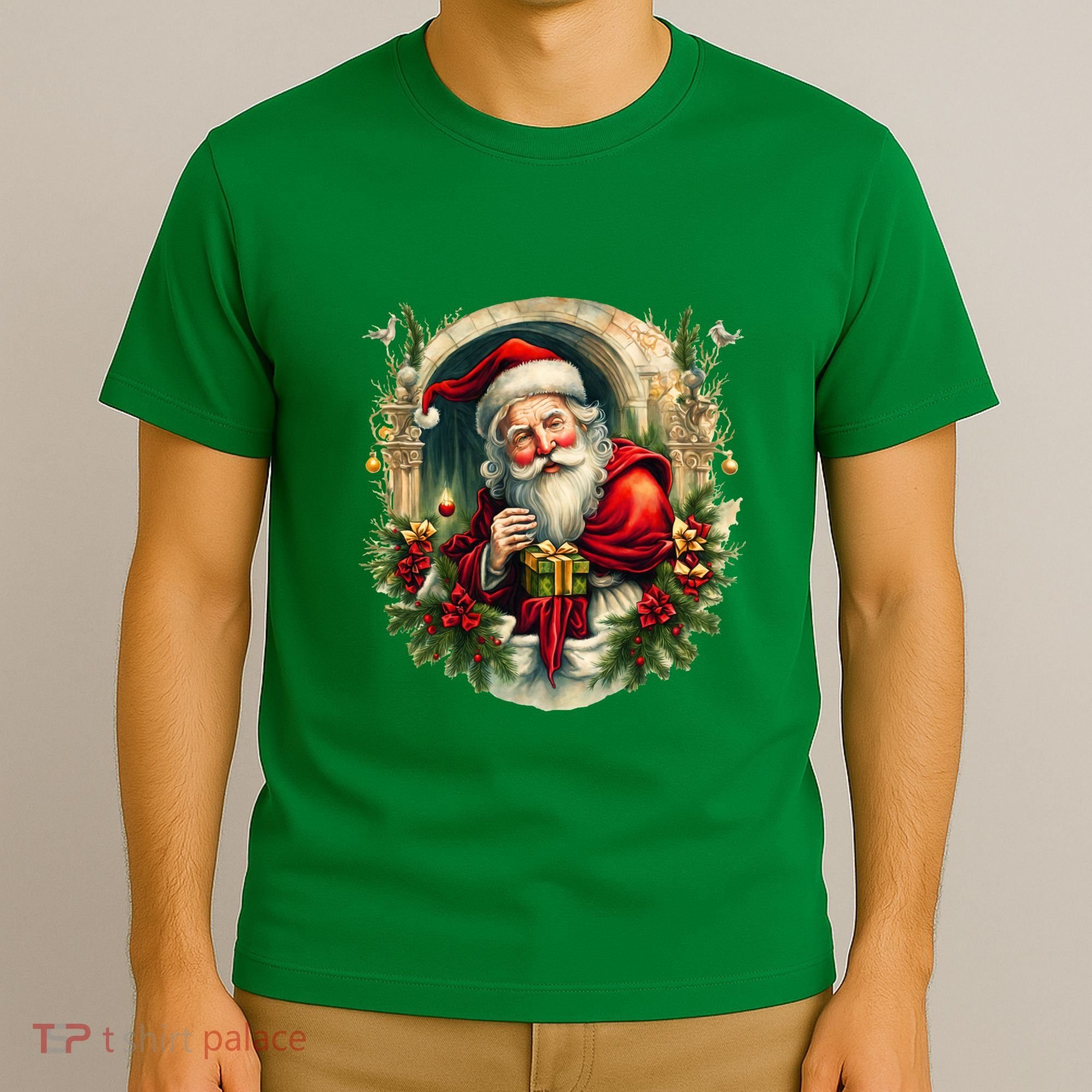 Christmas Spirit Santa Illustration T-Shirt