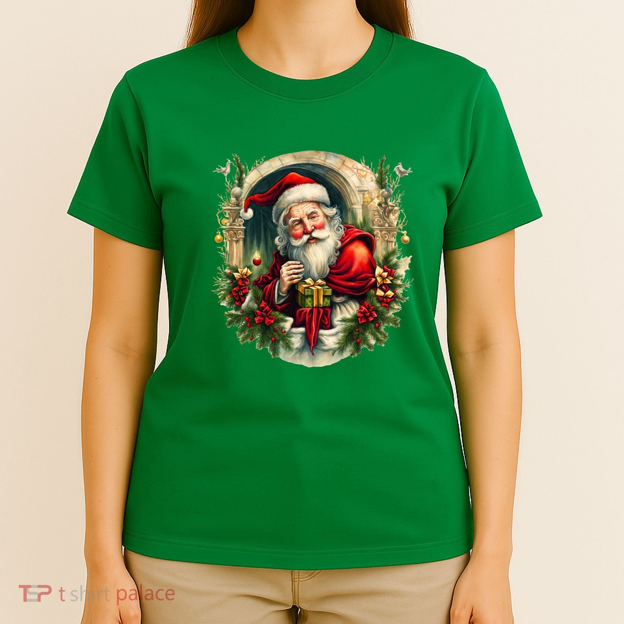 Christmas Spirit Santa Illustration T-Shirt