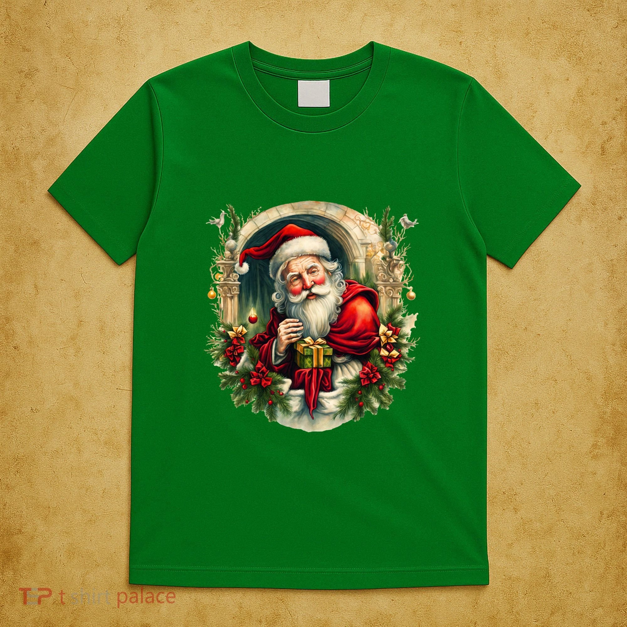 Christmas Spirit Santa Illustration T-Shirt
