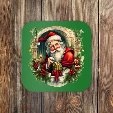 Christmas Spirit Santa Illustration Coaster