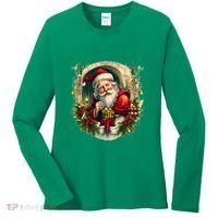 Christmas Spirit Santa Illustration Women's Long Sleeve Shirt thumb 0