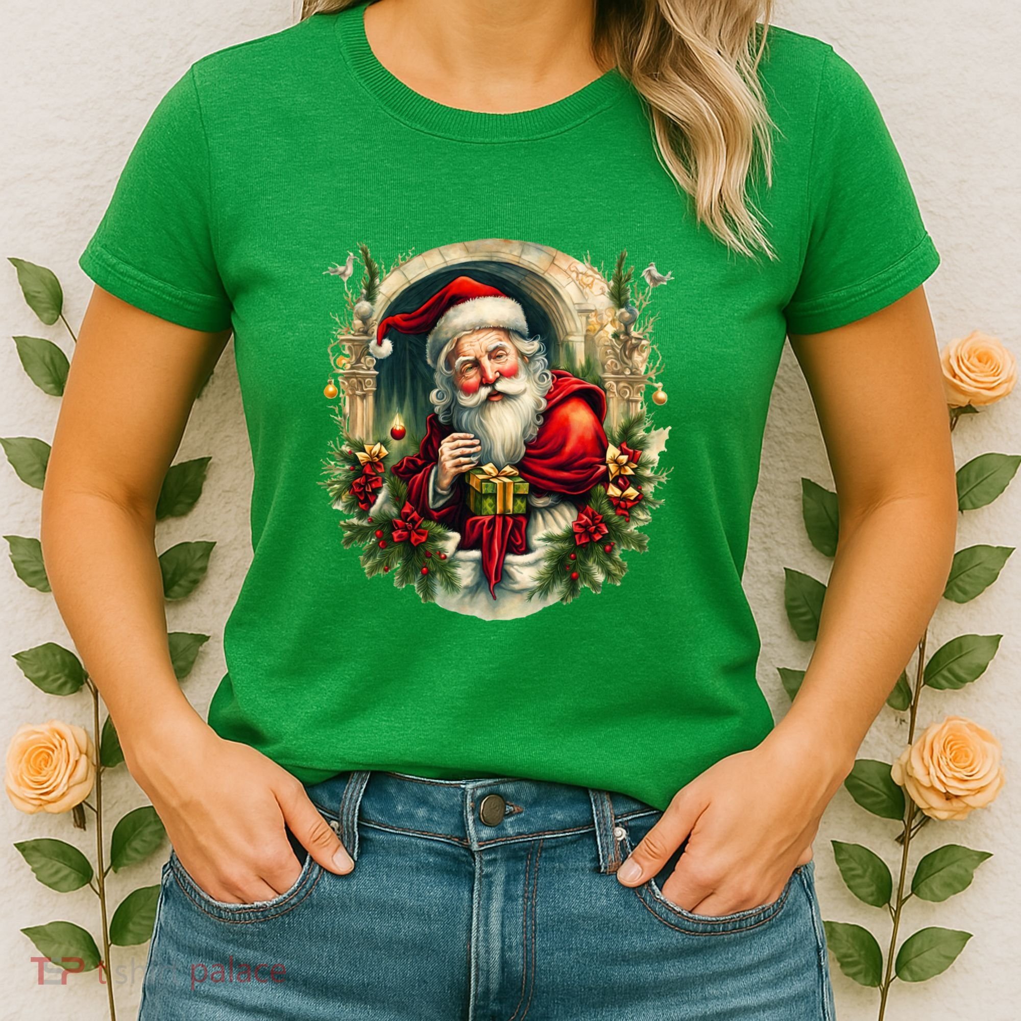Christmas Spirit Santa Illustration Women's T-Shirt