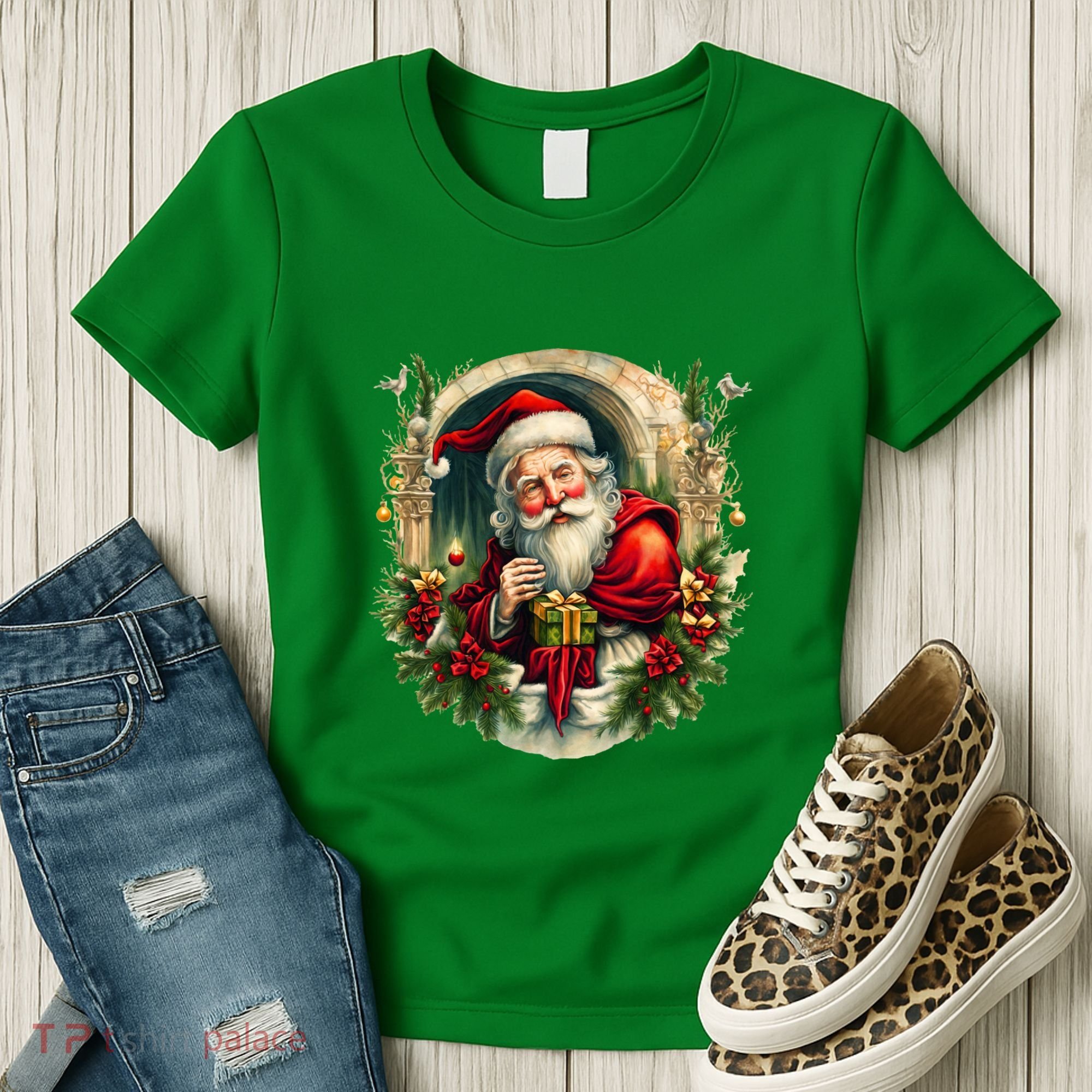 Christmas Spirit Santa Illustration Women's T-Shirt