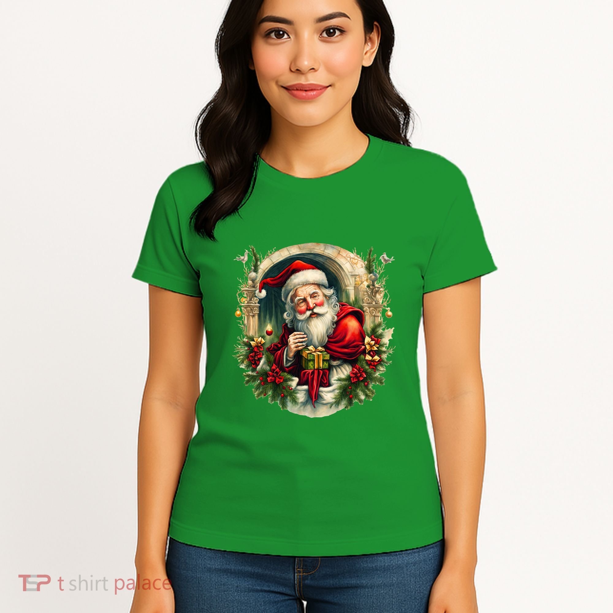 Christmas Spirit Santa Illustration Women's T-Shirt