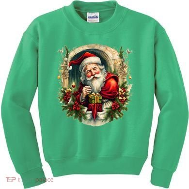 Christmas Spirit Santa Illustration Kids Sweatshirt