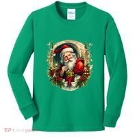 Christmas Spirit Santa Illustration Kids Long Sleeve Shirt thumb 0