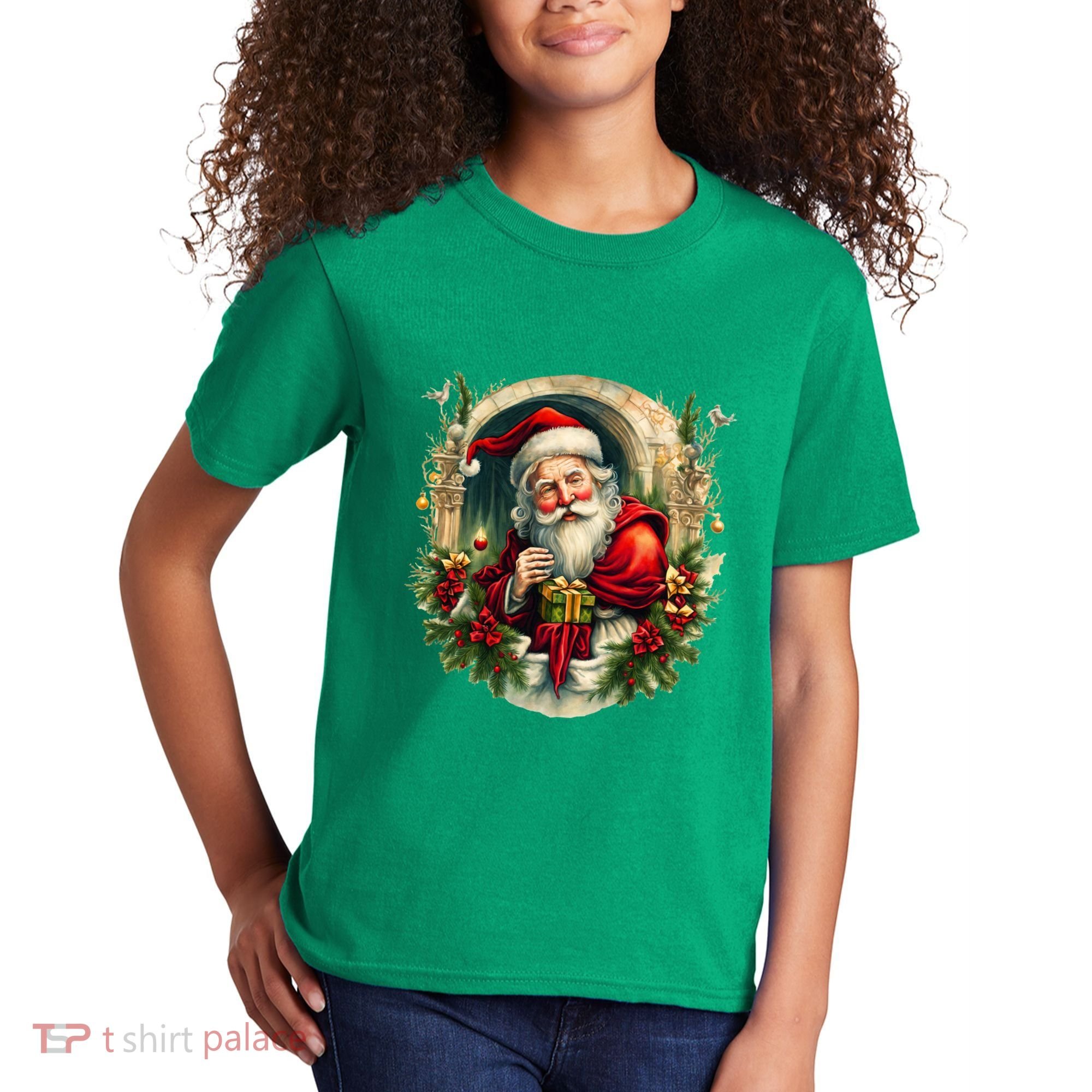 Christmas Spirit Santa Illustration Kids T-Shirt