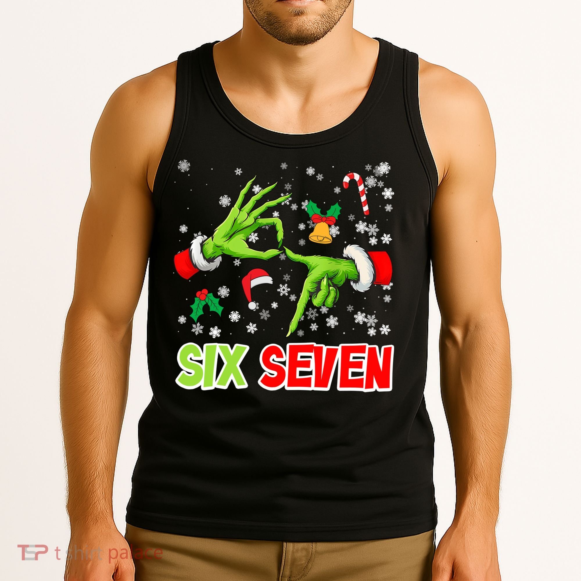 Christmas Six Seven 67 Funny Meme 6 7 Xmas Tank Top