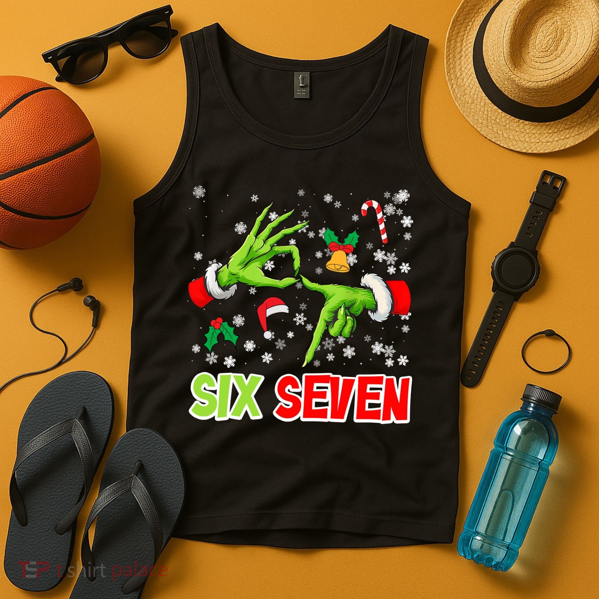 Christmas Six Seven 67 Funny Meme 6 7 Xmas Tank Top