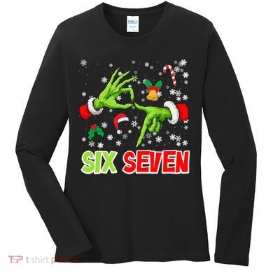 Christmas Six Seven 67 Funny Meme 6 7 Xmas Women's Long Sleeve Shirt
