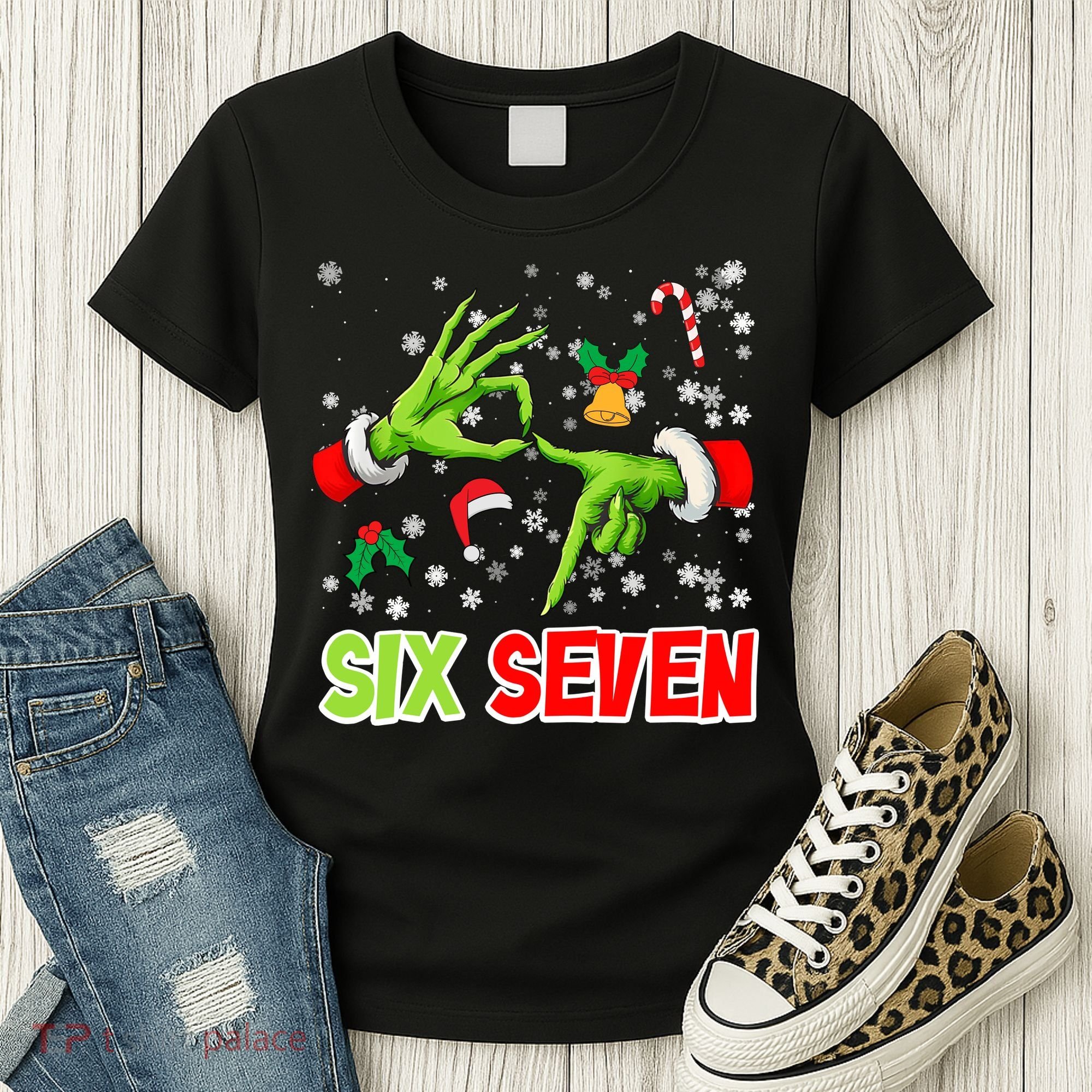 Christmas Six Seven 67 Funny Meme 6 7 Xmas Women's T-Shirt