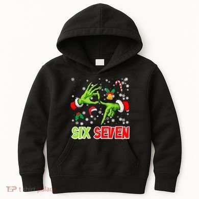 Christmas Six Seven 67 Funny Meme 6 7 Xmas Kids Hoodie