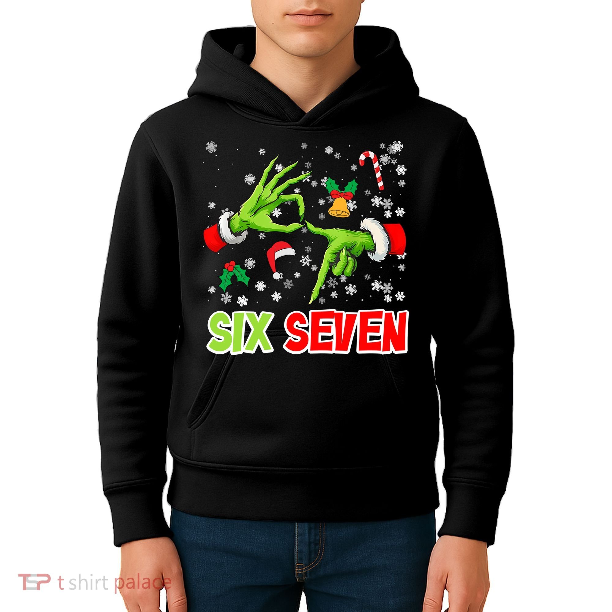 Christmas Six Seven 67 Funny Meme 6 7 Xmas Kids Hoodie