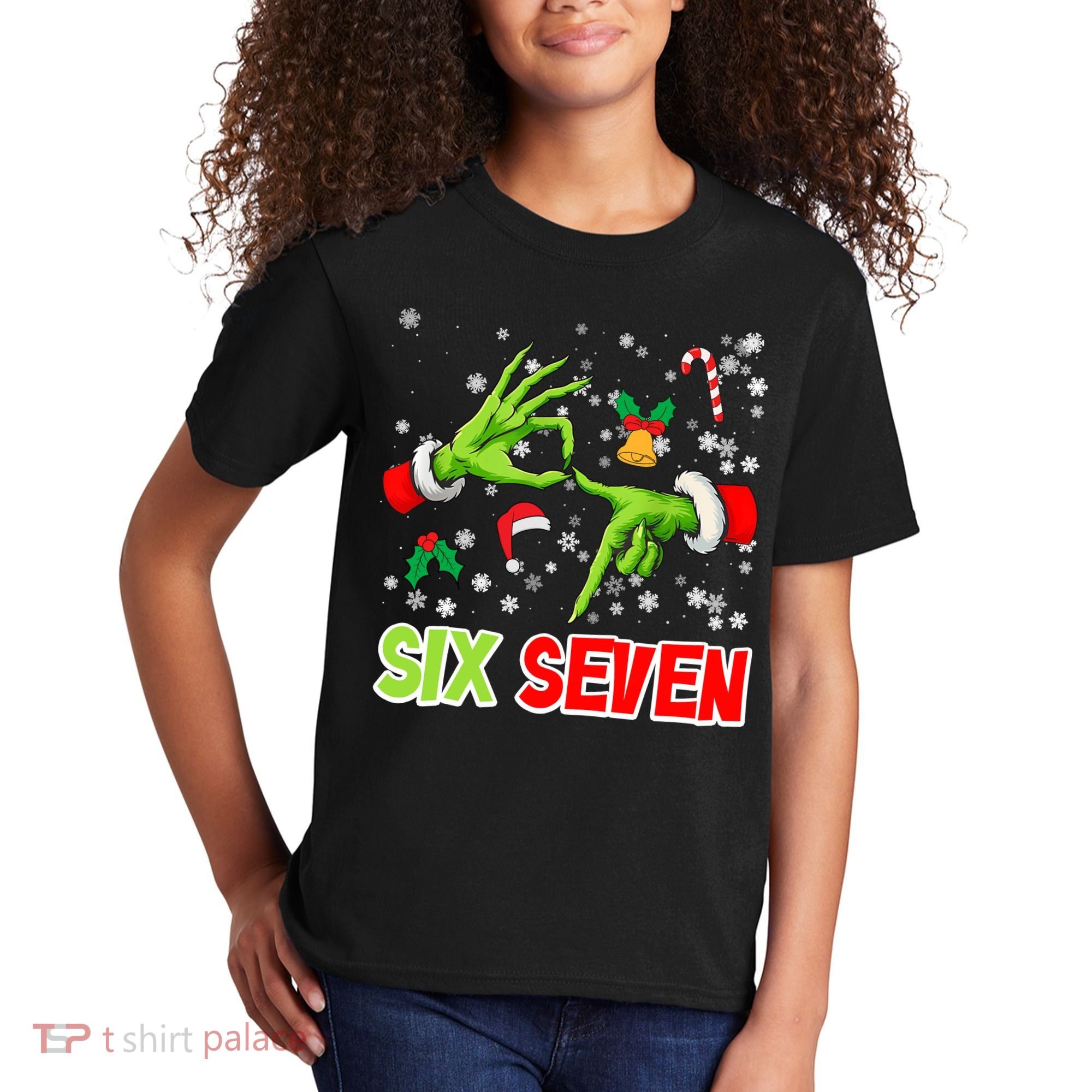Christmas Six Seven 67 Funny Meme 6 7 Xmas Kids T-Shirt