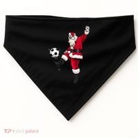 Christmas Santa Soccer Shirts Soccer Lover And Santa Lover TShirt USA-Made Doggie Bandana thumb 0