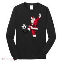 Christmas Santa Soccer Shirts Soccer Lover And Santa Lover TShirt Long Sleeve Shirt thumb 0