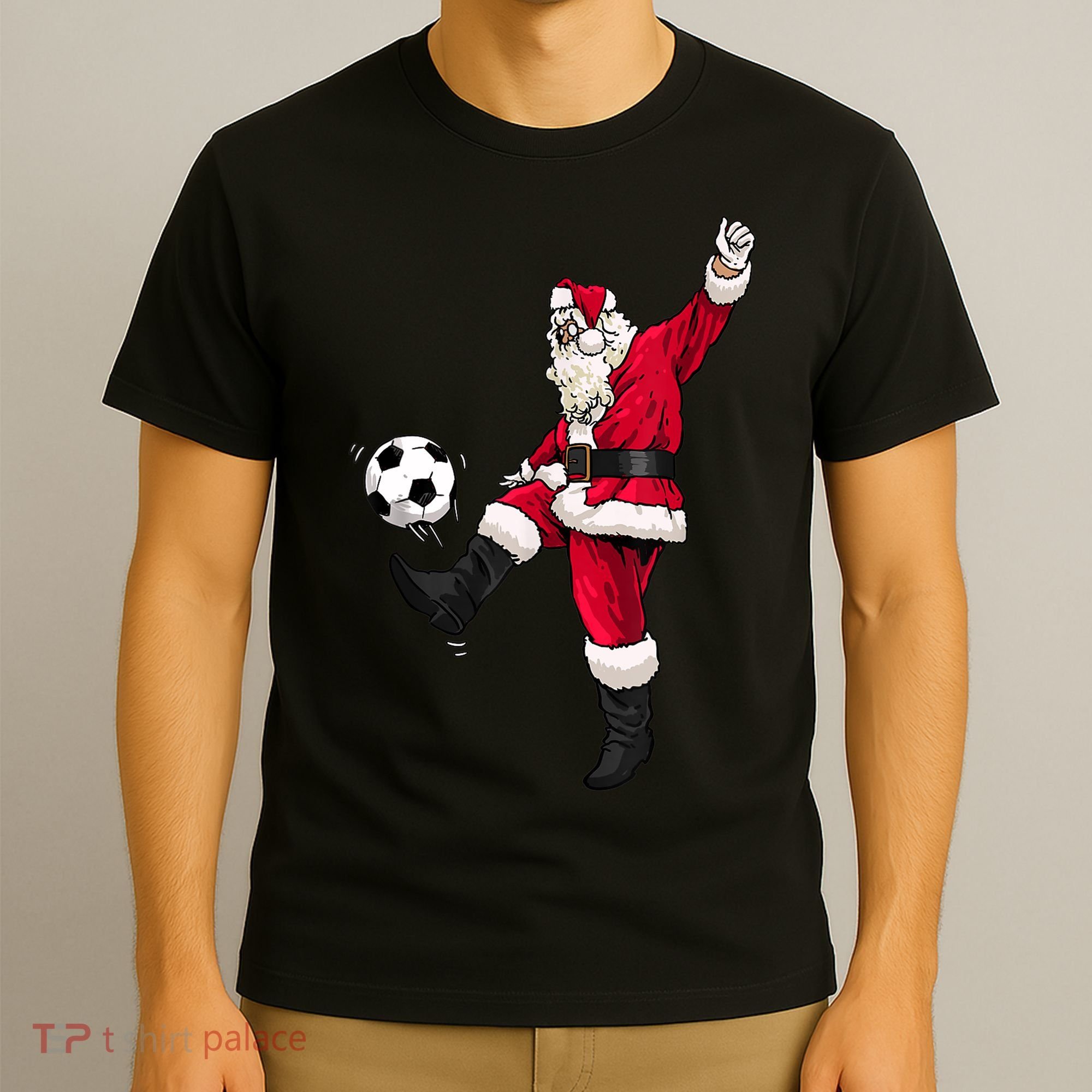 Christmas Santa Soccer Shirts Soccer Lover And Santa Lover TShirt T-Shirt