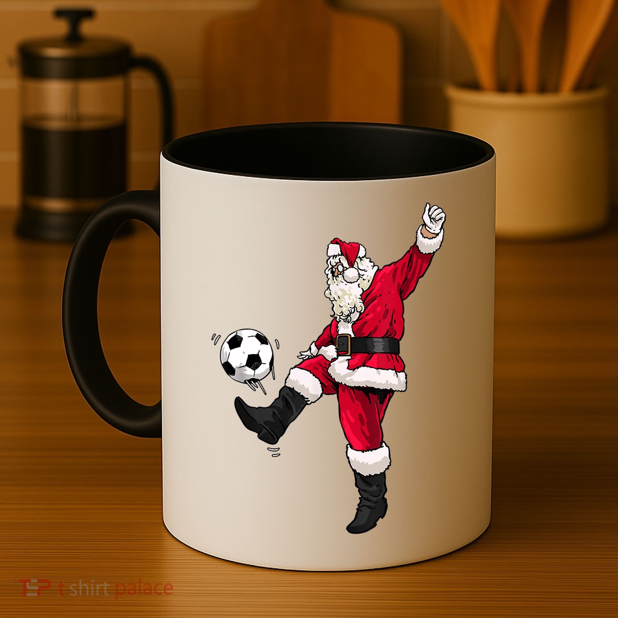 Christmas Santa Soccer Shirts Soccer Lover And Santa Lover TShirt Coffee Mug