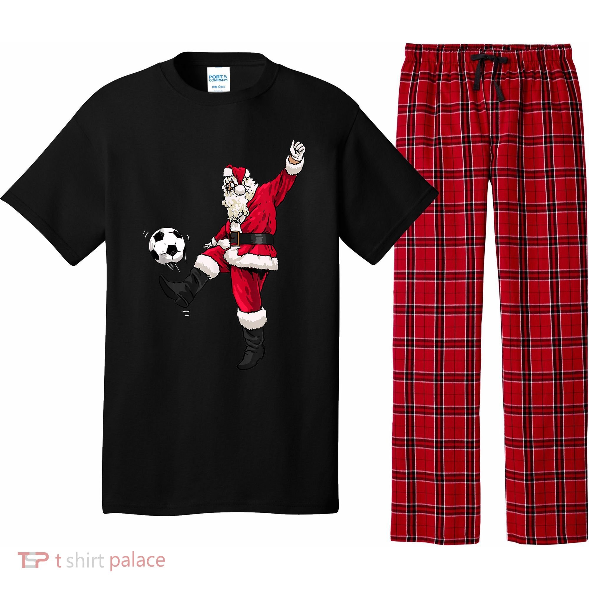 Christmas Santa Soccer Shirts Soccer Lover And Santa Lover TShirt Pajama Set