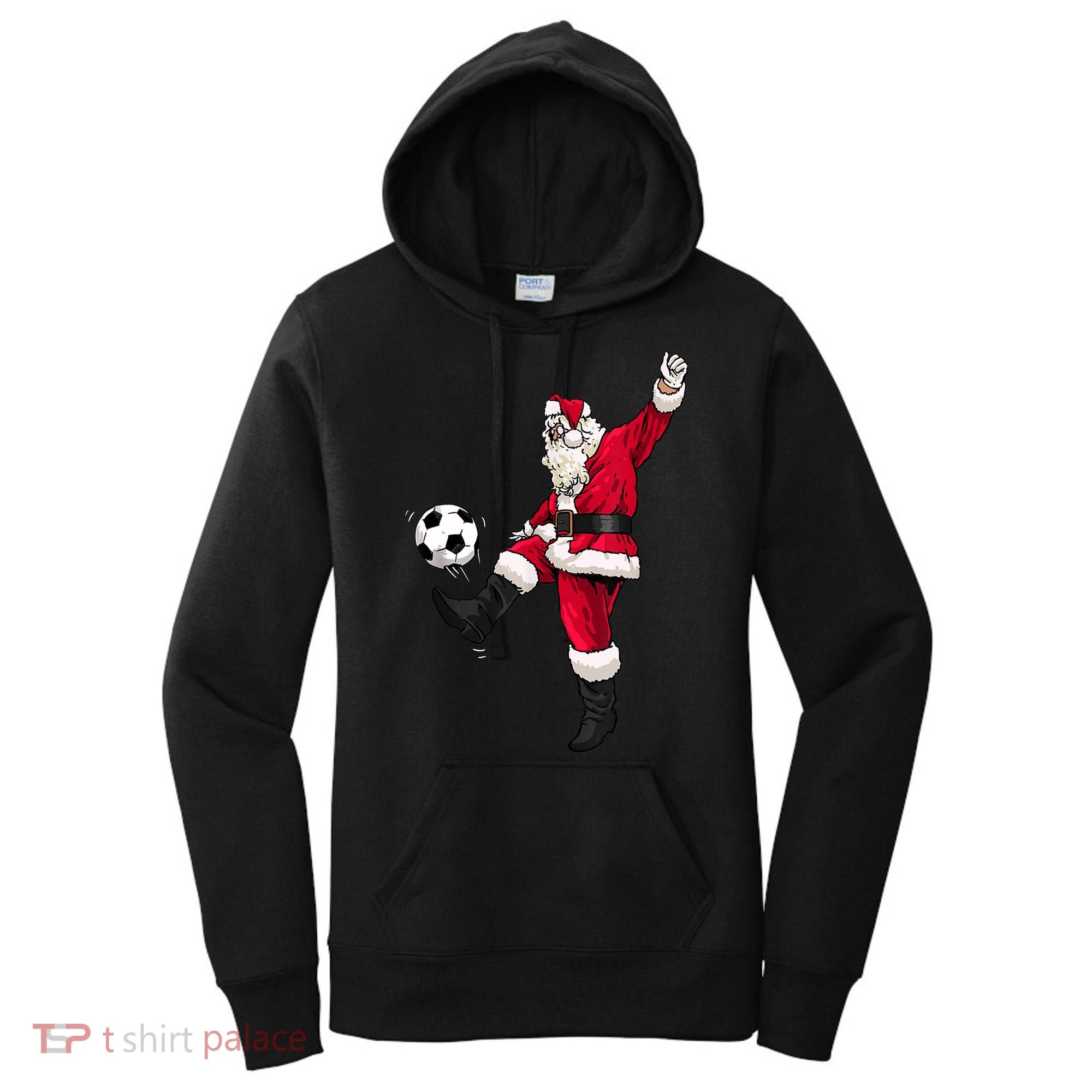 Christmas Santa Soccer Shirts Soccer Lover And Santa Lover TShirt Women's Hoodie