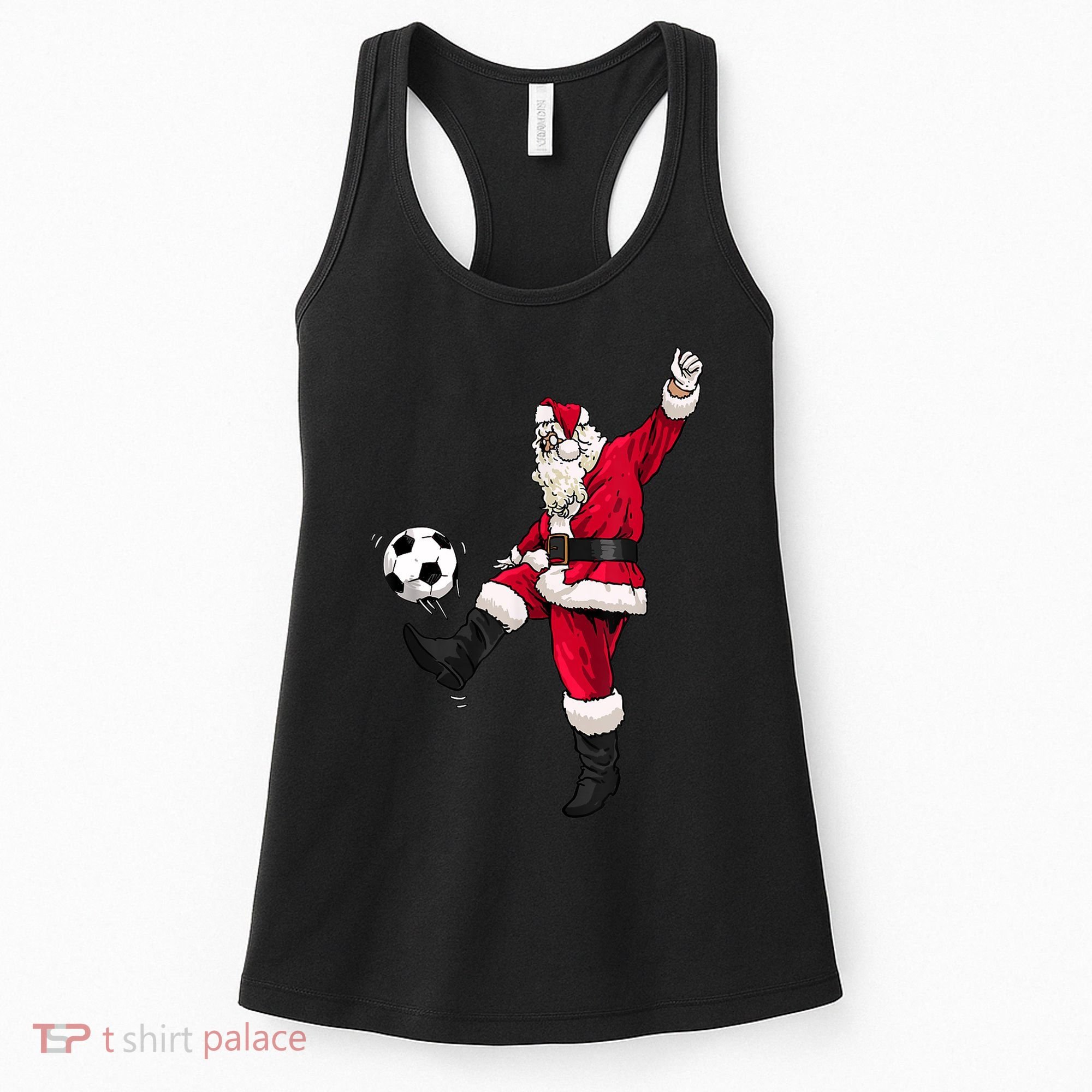 Christmas Santa Soccer Shirts Soccer Lover And Santa Lover TShirt Women's Tank Top