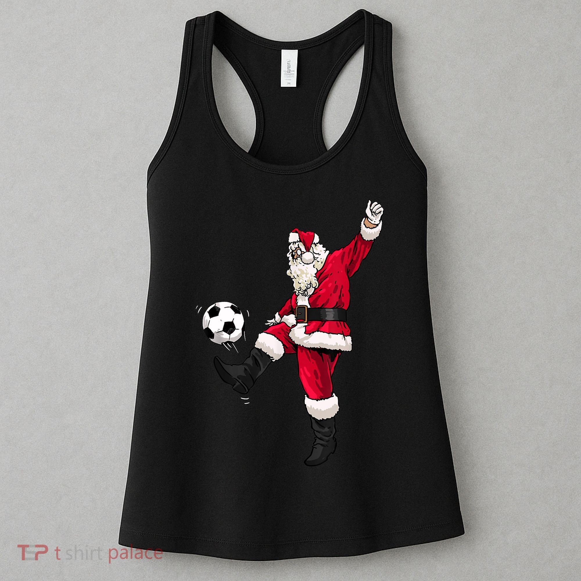 Christmas Santa Soccer Shirts Soccer Lover And Santa Lover TShirt Women's Tank Top