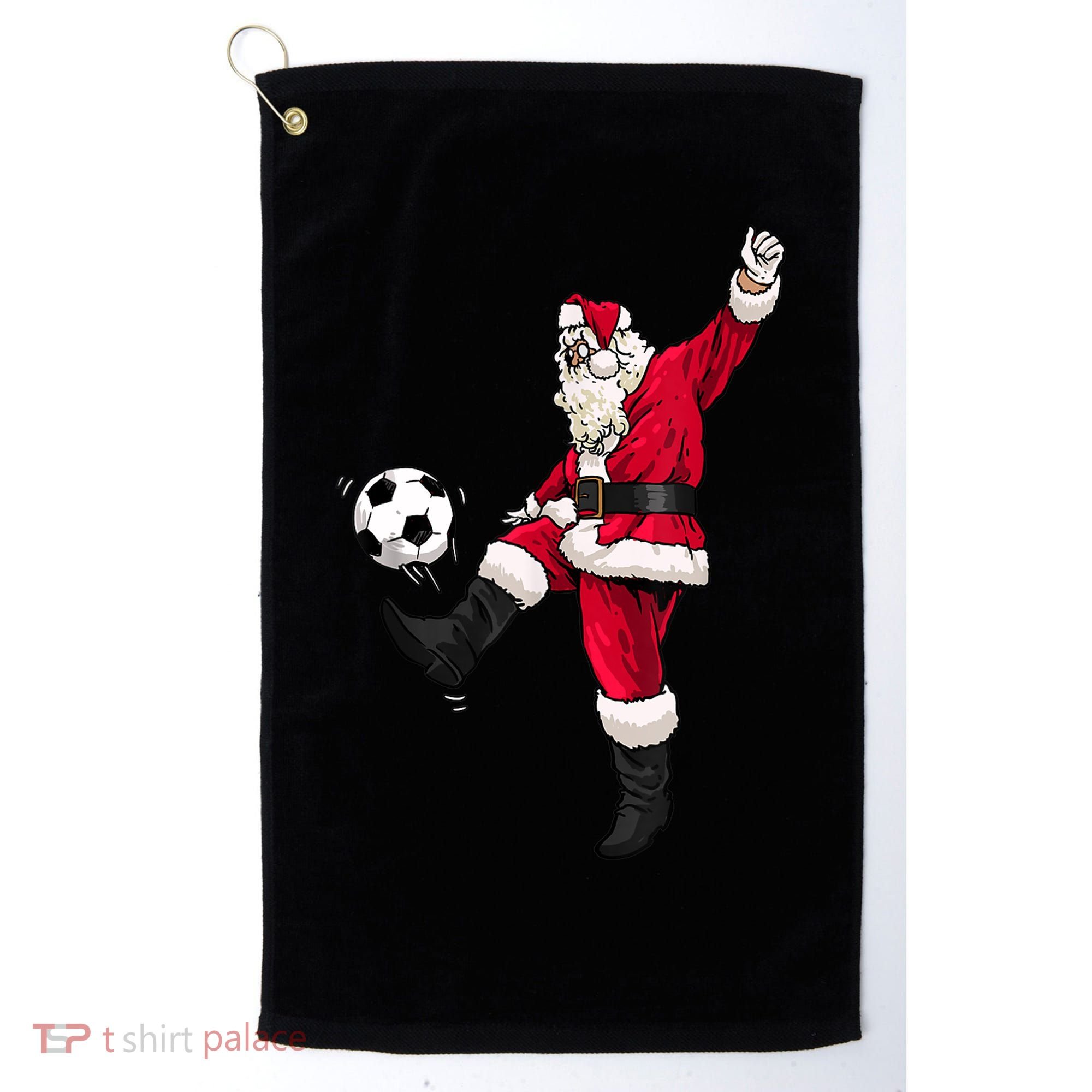 Christmas Santa Soccer Shirts Soccer Lover And Santa Lover TShirt Golf Towel