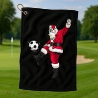 Christmas Santa Soccer Shirts Soccer Lover And Santa Lover TShirt Golf Towel thumb 1