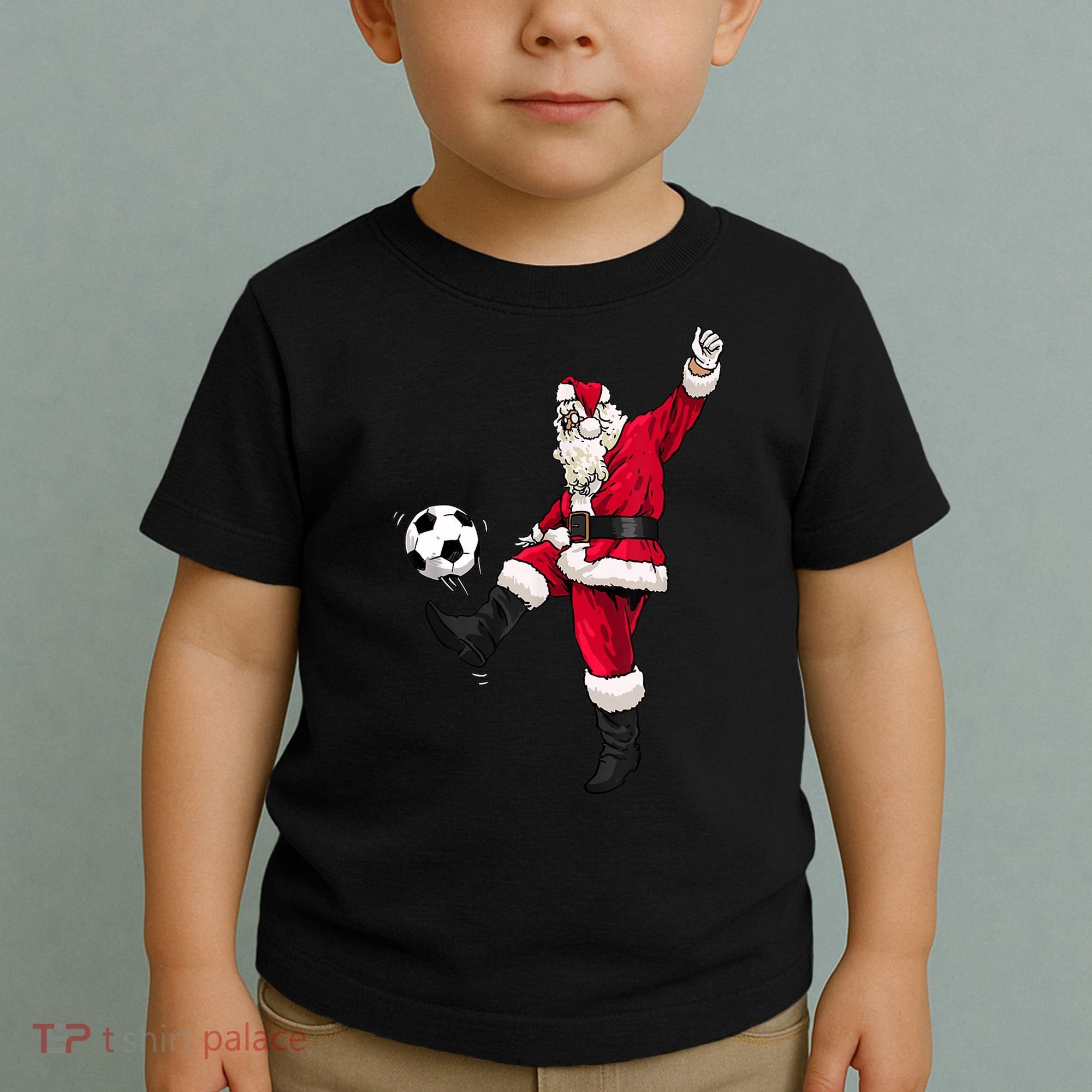 Christmas Santa Soccer Shirts Soccer Lover And Santa Lover TShirt Toddler T-Shirt