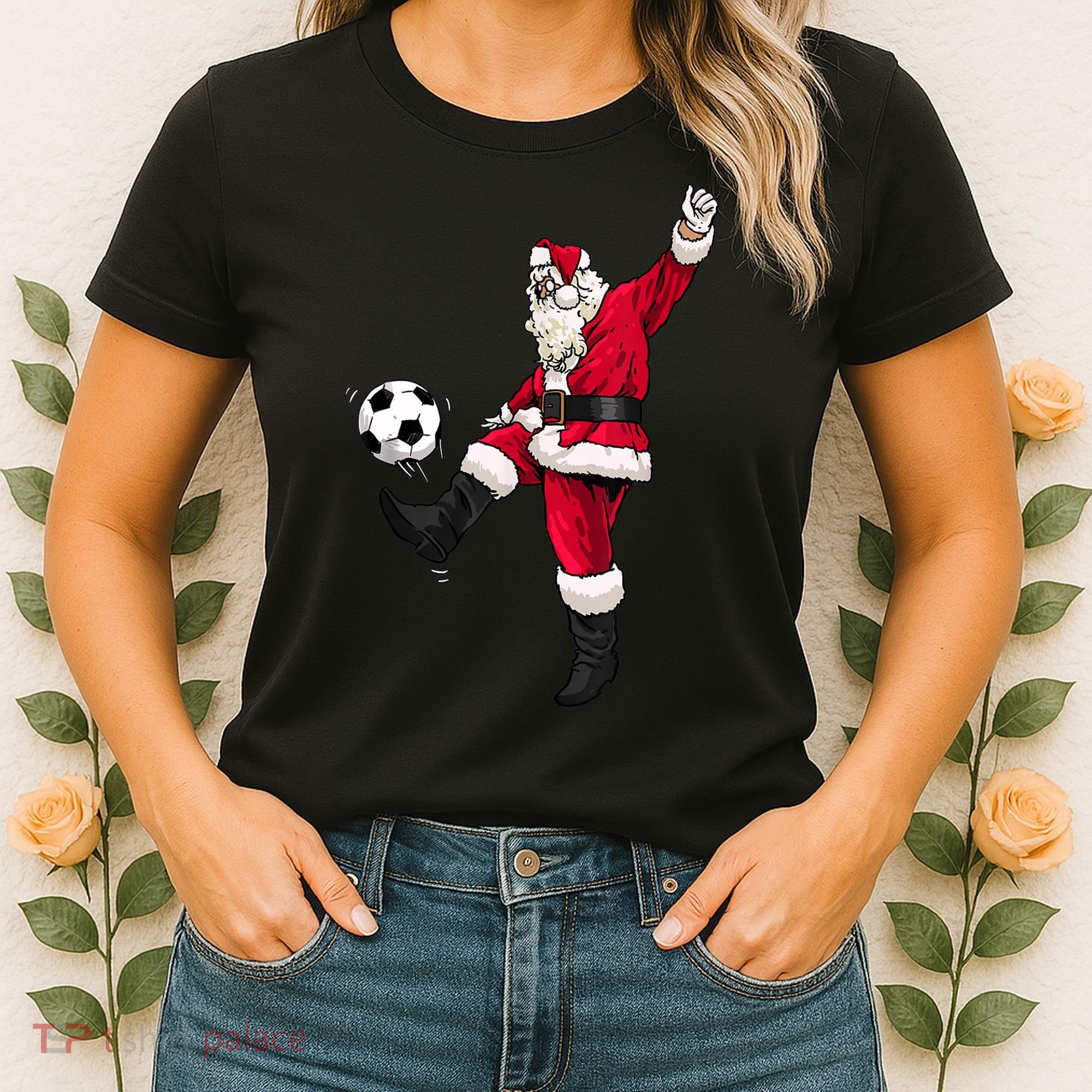 Christmas Santa Soccer Shirts Soccer Lover And Santa Lover TShirt Women's T-Shirt