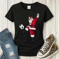Christmas Santa Soccer Shirts Soccer Lover And Santa Lover TShirt Women's T-Shirt thumb 3