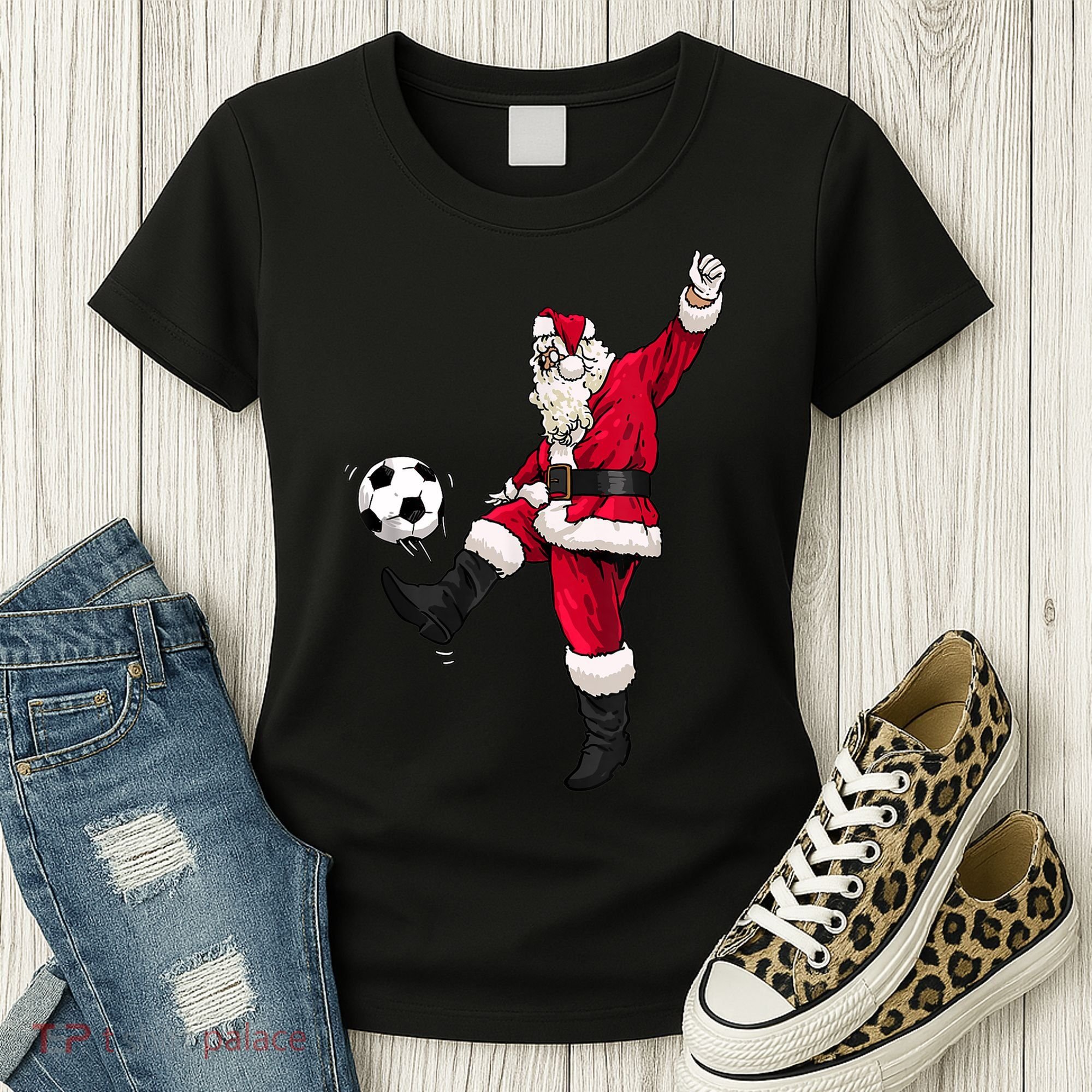 Christmas Santa Soccer Shirts Soccer Lover And Santa Lover TShirt Women's T-Shirt