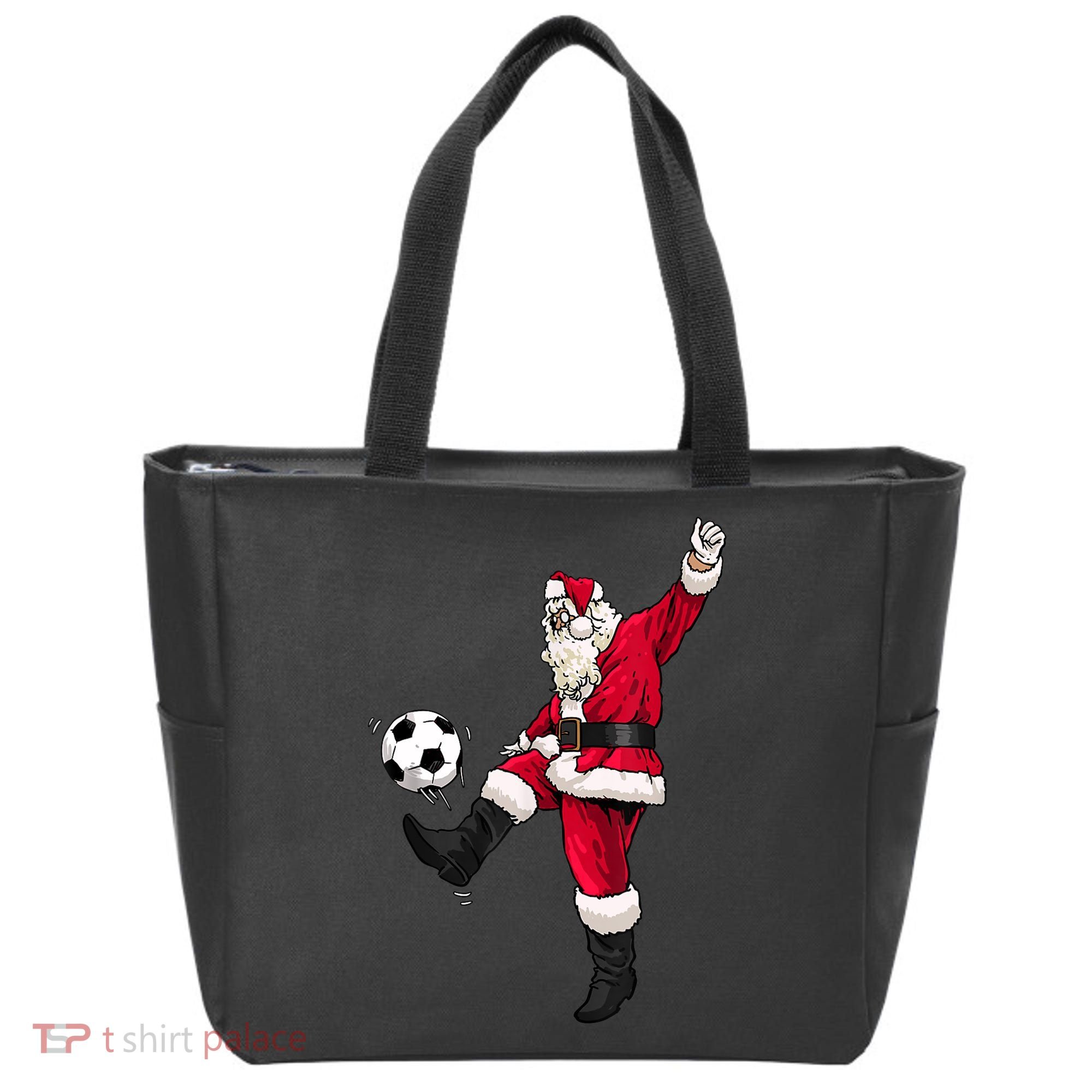 Christmas Santa Soccer Shirts Soccer Lover And Santa Lover TShirt Tote Bag