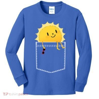 Cool Sunshine Sunny Pocket Design Kids Long Sleeve Shirt
