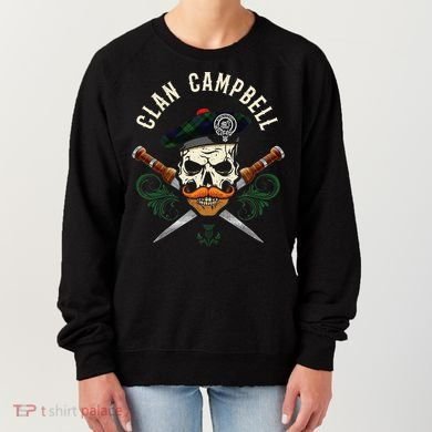 Campbell Surname Scottish Clan Skull Tam Dirks Tartan Badge Women's Sweatshirt